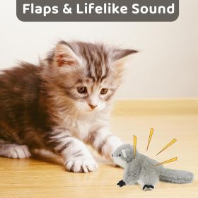 Pet Toys Cat Catnip Toys Flapping Squirrel, Rechargeable Touch Activated Kitten Toys, Lifelike Interactive Cats Toy Indoor, Cat Kicker Plush Toys For
